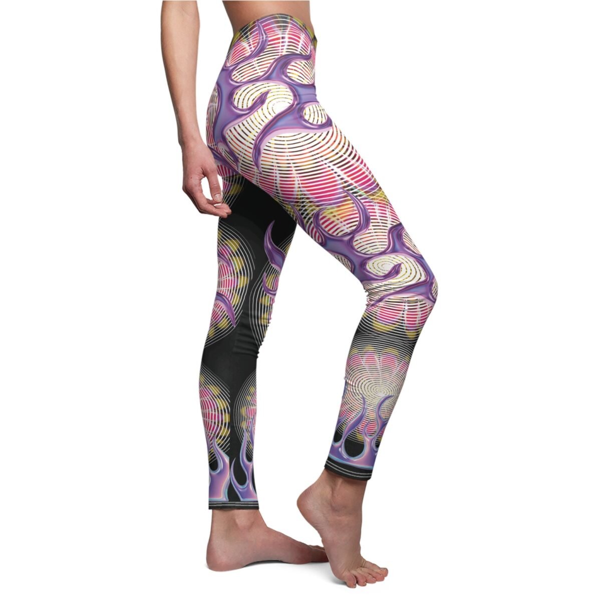 Abstract symmetry violet flames artistic colorful creepy cute leggings - 2