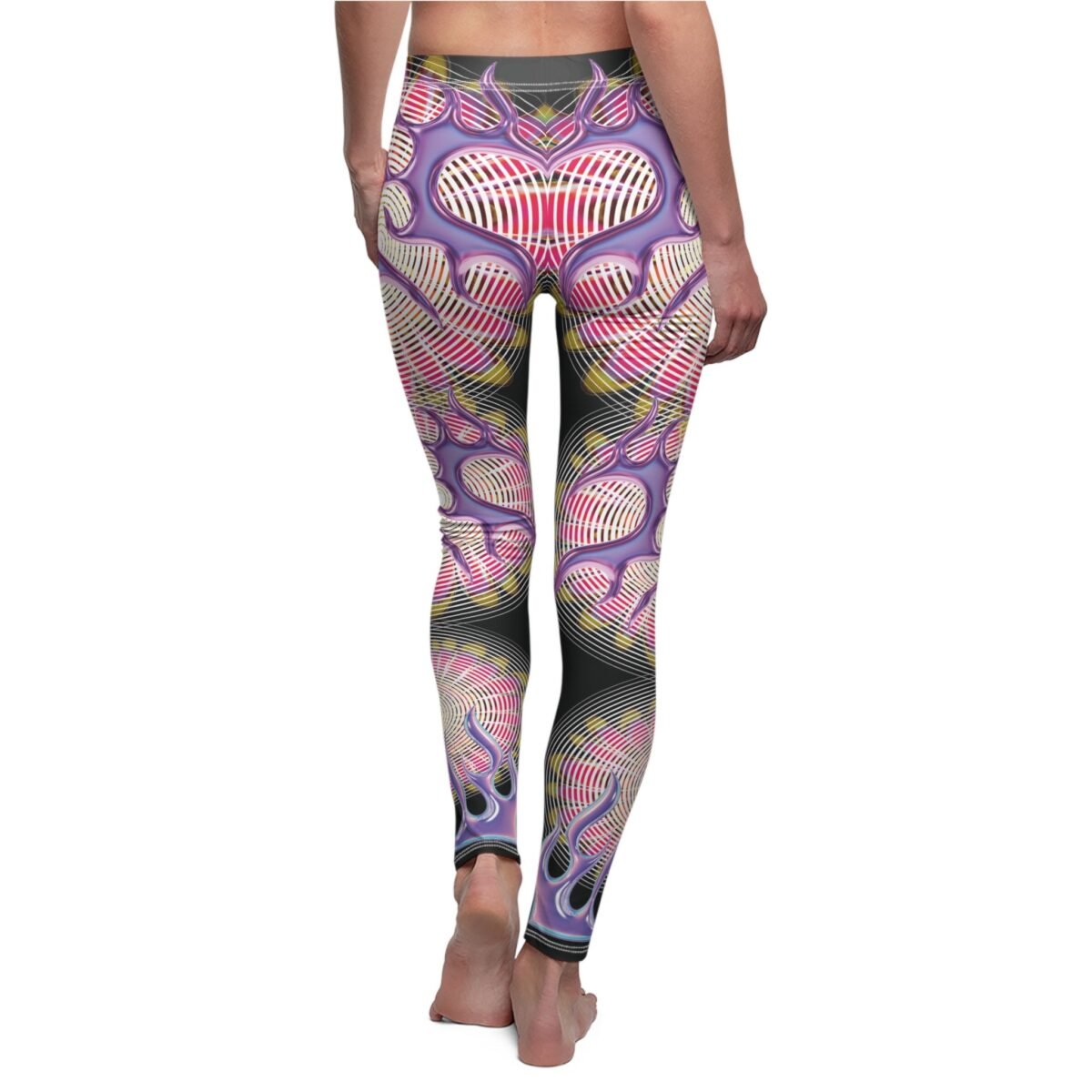 Abstract symmetry violet flames artistic colorful creepy cute leggings - 3