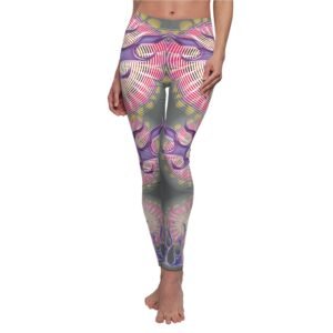 Abstract symmetry violet flames artistic colorful creepy cute leggings - 5