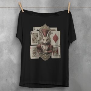 alice wonderland majestic white rabbit animal card t-shirt design, variation 1