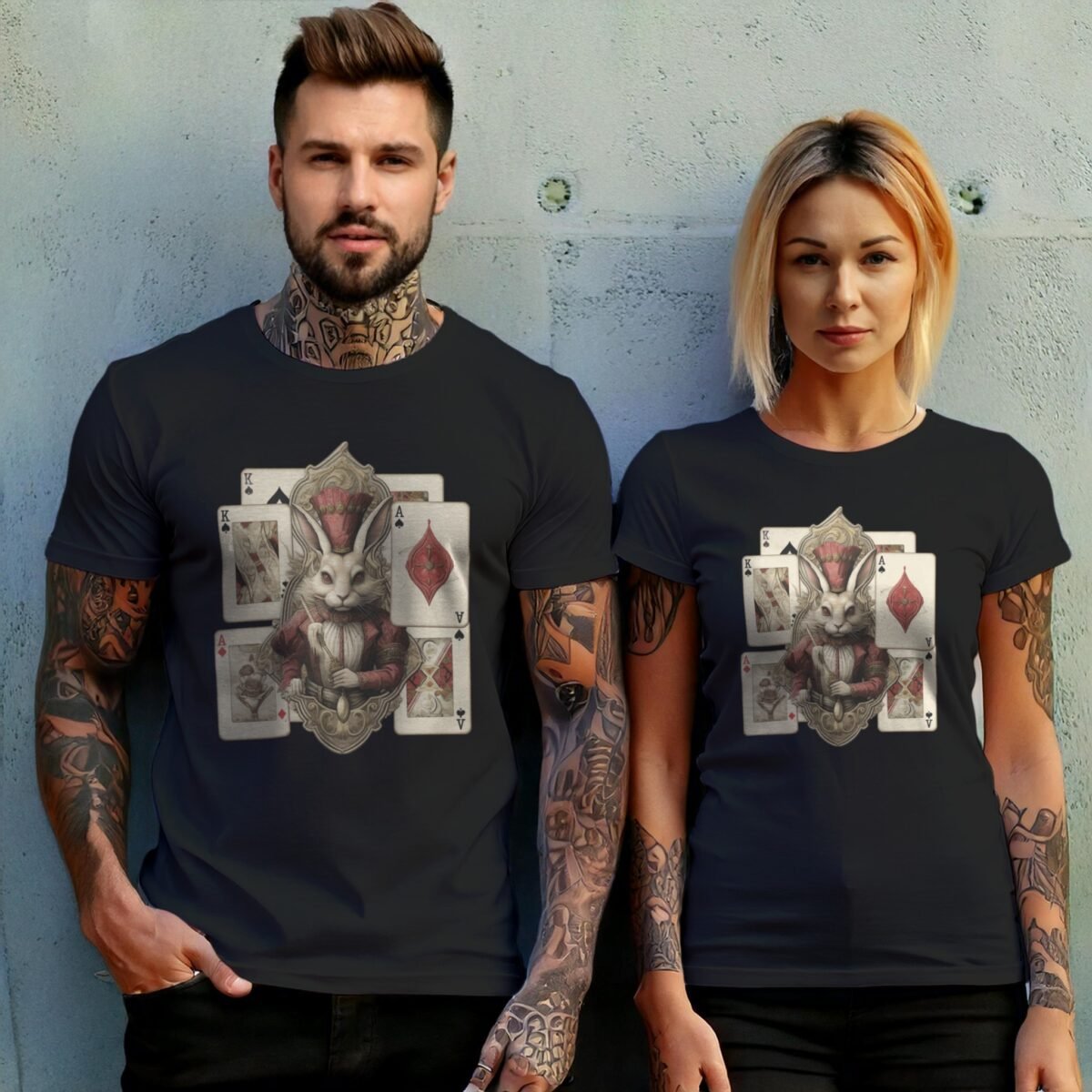 alice wonderland majestic white rabbit animal card t-shirt design, variation 10