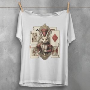 alice wonderland majestic white rabbit animal card t-shirt design, variation 2