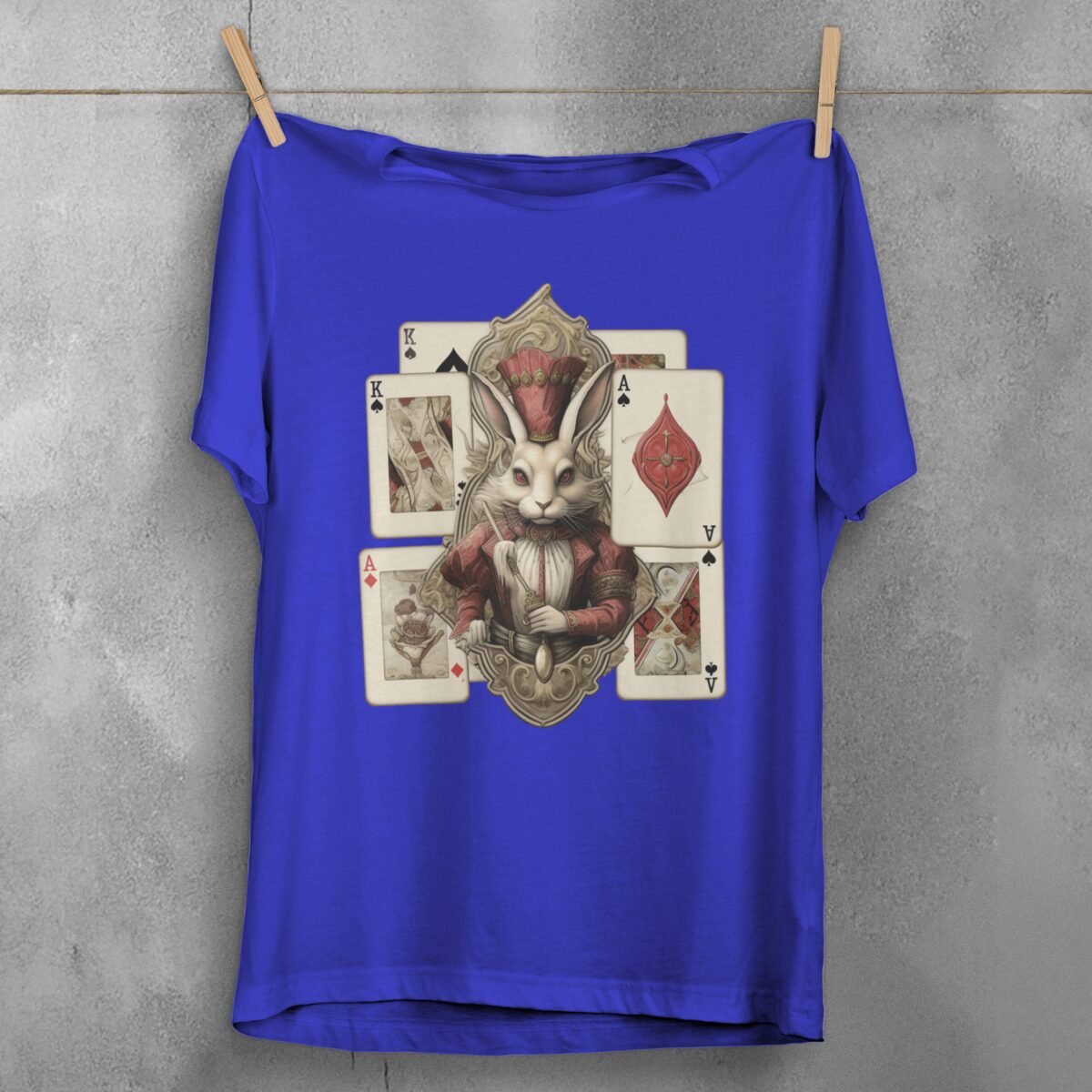 alice wonderland majestic white rabbit animal card t-shirt design, variation 3