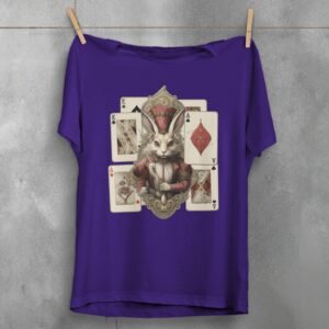 alice wonderland majestic white rabbit animal card t-shirt design, variation 5