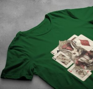 alice wonderland majestic white rabbit animal card t-shirt design, variation 6