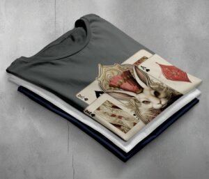 alice wonderland majestic white rabbit animal card t-shirt design, variation 7