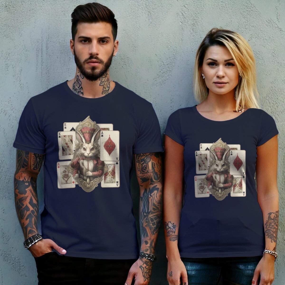 alice wonderland majestic white rabbit animal card t-shirt design, variation 8