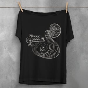 aquarius zodiac sign water waves white mysterious t-shirt design, variation 1