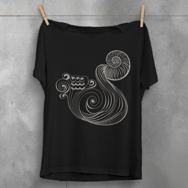 aquarius zodiac sign water waves white mysterious t-shirt design, variation 1