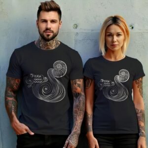 aquarius zodiac sign water waves white mysterious t-shirt design, variation 10
