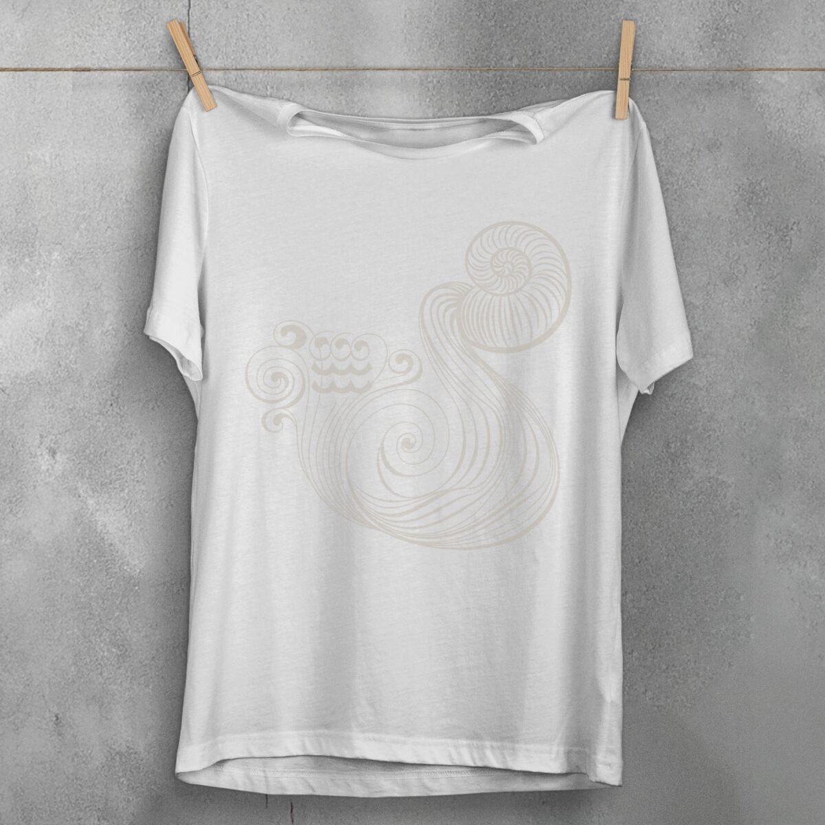 aquarius zodiac sign water waves white mysterious t-shirt design, variation 2