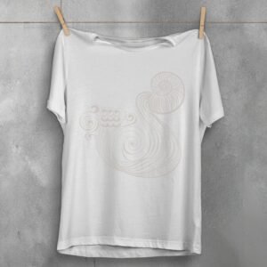 aquarius zodiac sign water waves white mysterious t-shirt design, variation 2