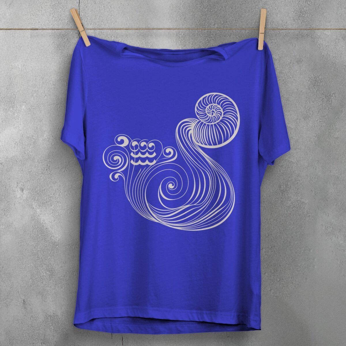 aquarius zodiac sign water waves white mysterious t-shirt design, variation 3