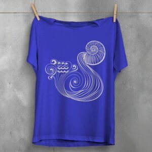 aquarius zodiac sign water waves white mysterious t-shirt design, variation 3