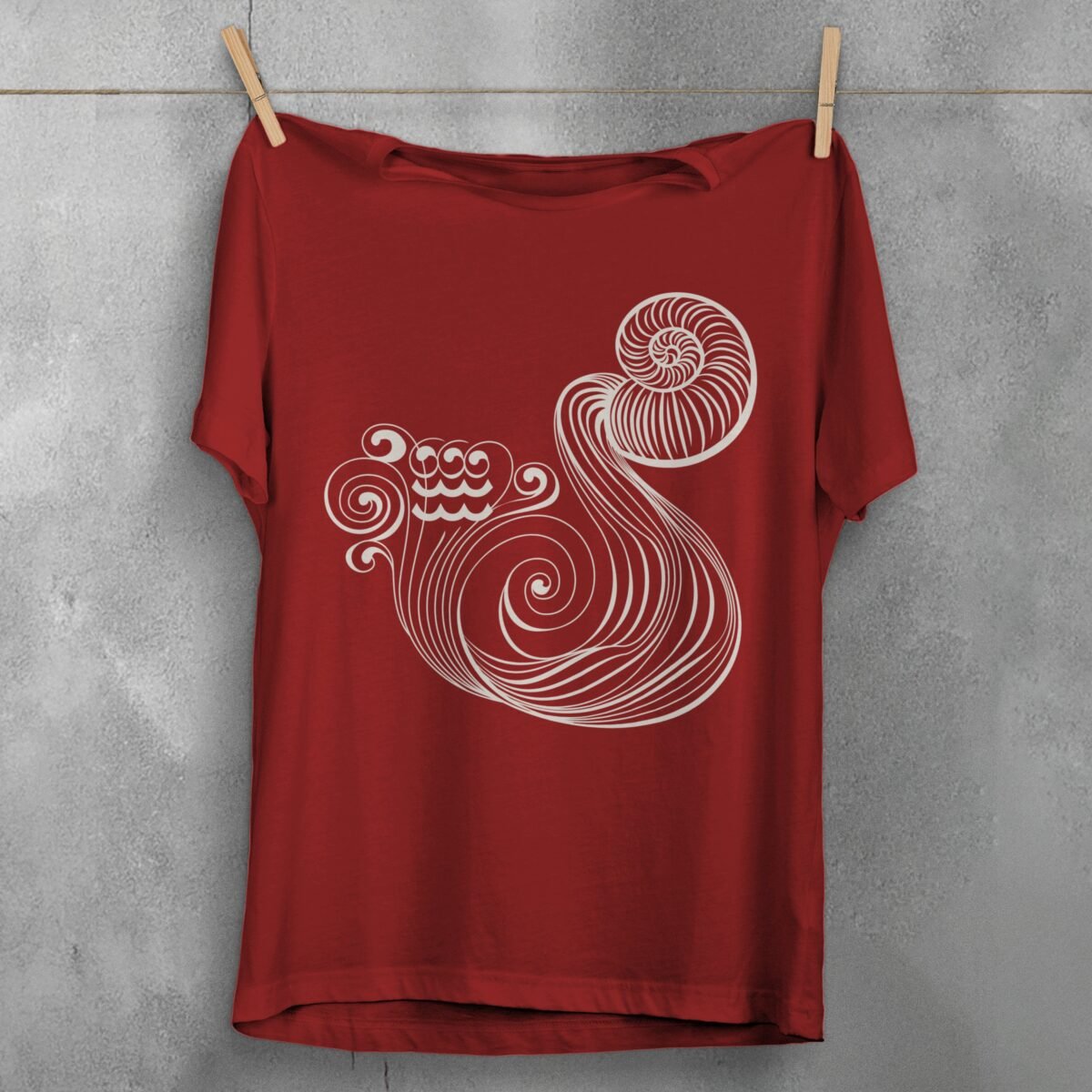 aquarius zodiac sign water waves white mysterious t-shirt design, variation 4