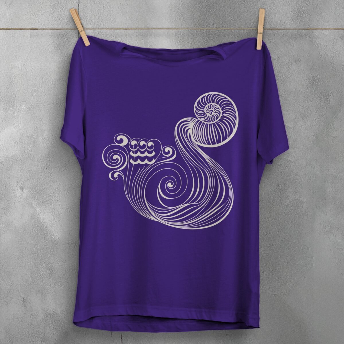 aquarius zodiac sign water waves white mysterious t-shirt design, variation 5