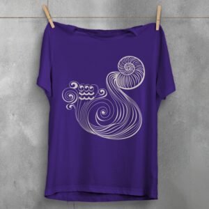 aquarius zodiac sign water waves white mysterious t-shirt design, variation 5