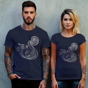 aquarius zodiac sign water waves white mysterious t-shirt design, variation 8