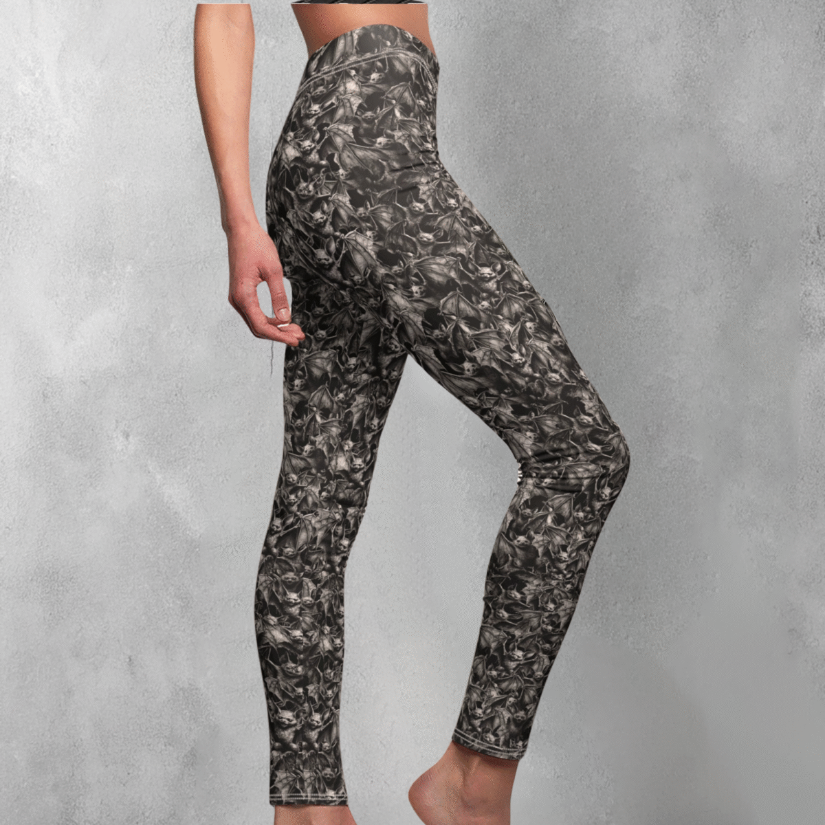 Bat Winged Shadows Embrace the Night Ethereal Batty Design Leggings - 1