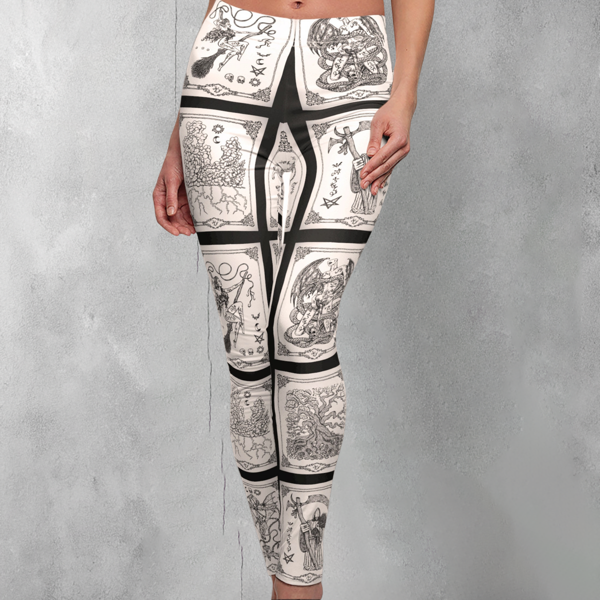 Bewitching Symbolism Mysterious Tarot Cards Charms fGothic Souls Leggings - 1
