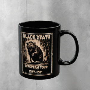 black death shadow whispers tale morbid plague history mug design, variation 1