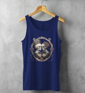 bride die gothic skeleton wedding illustration tank design, variation 2
