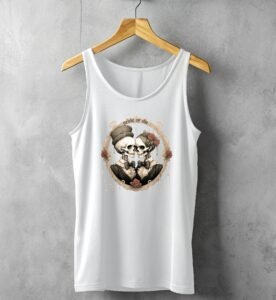 bride die gothic skeleton wedding illustration tank design, variation 4