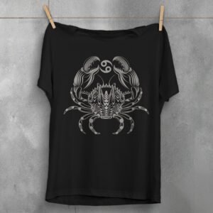 cancer zodiac deep emotional waters horoscope symbol art t-shirt design, variation 1