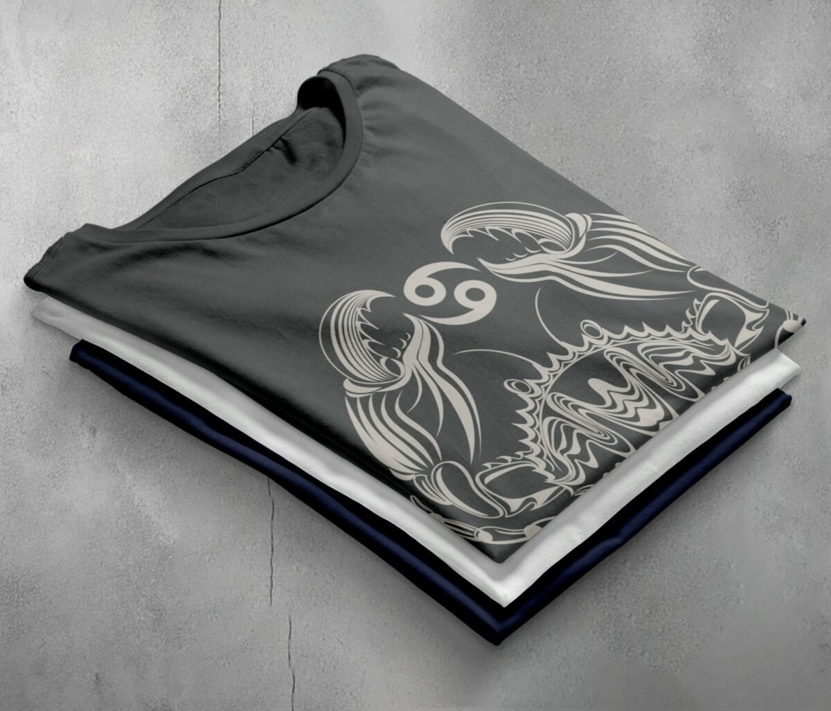 cancer zodiac deep emotional waters horoscope symbol art t-shirt design, variation 7