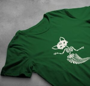 Cat mermaid skeleton dance mysterious gothic black soft t-shirt - 6