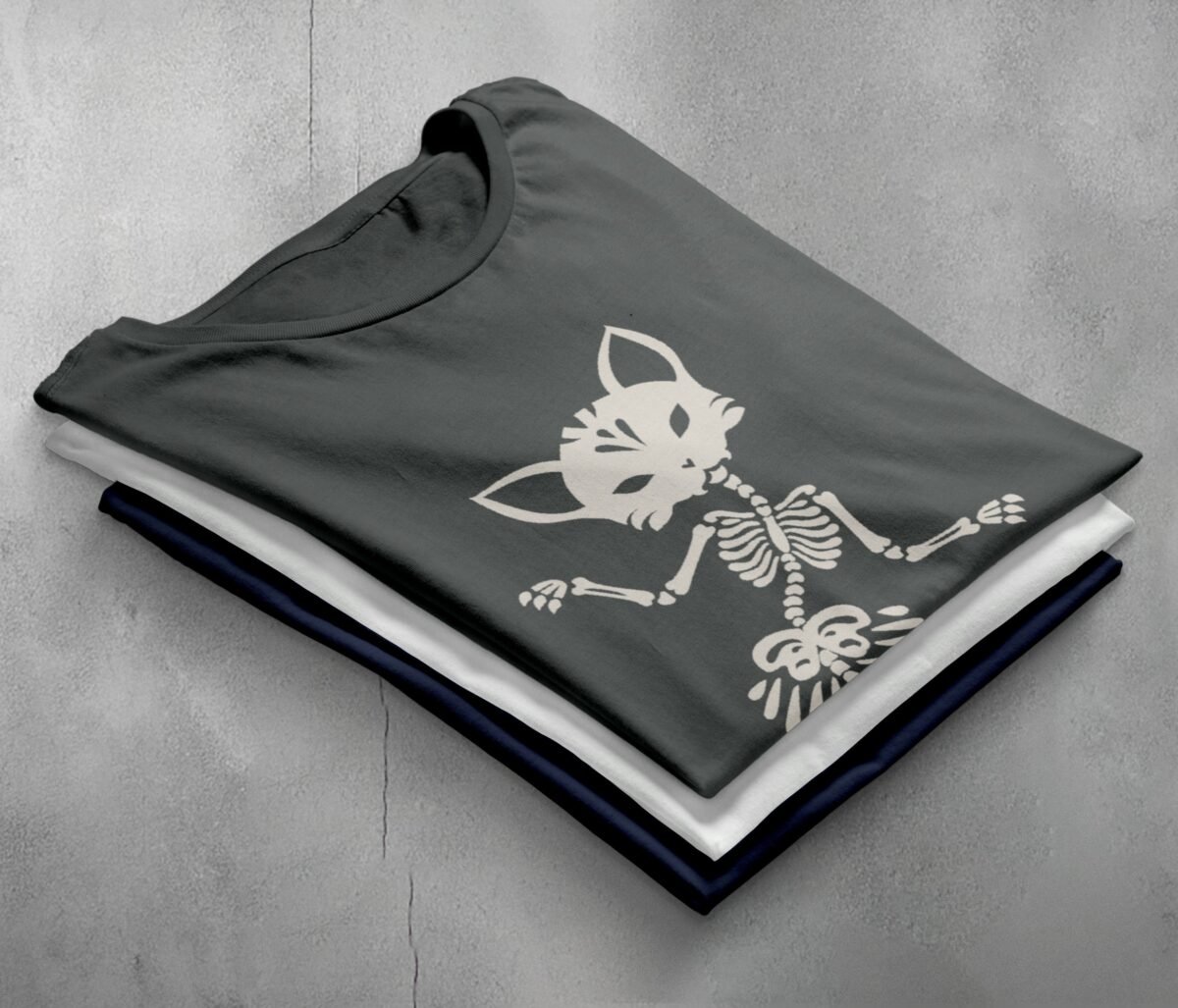 Cat mermaid skeleton dance mysterious gothic black soft t-shirt - 7