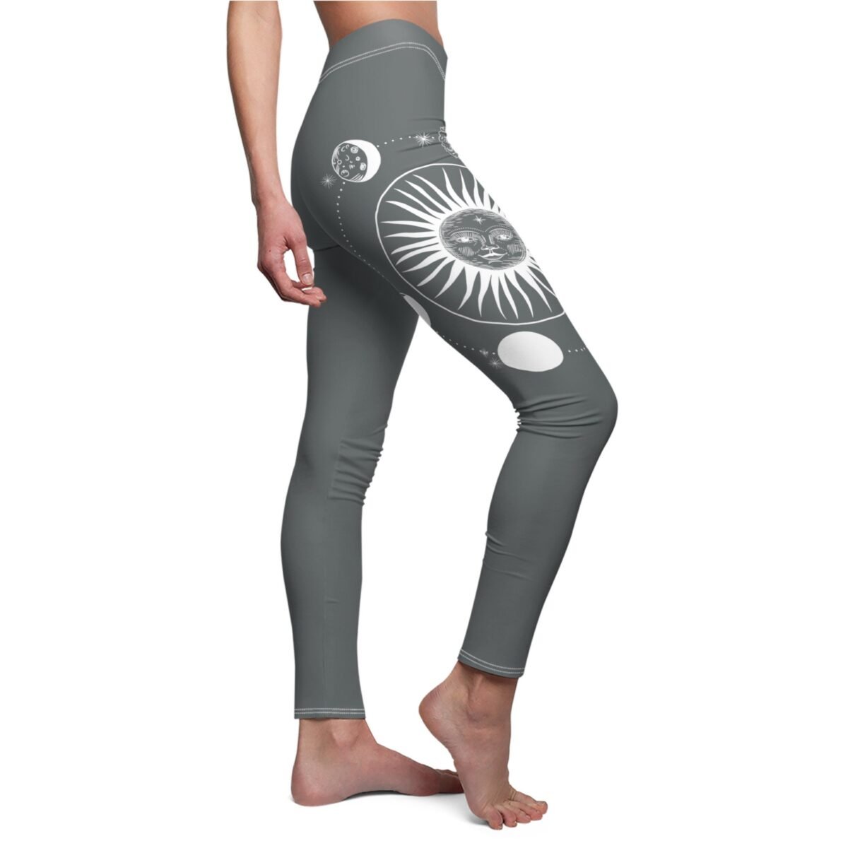 Celestial Dance of the Sun and Moon Patterned Leggings - 2