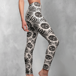 Celestial faces in monochrome a mysterious solar system perfect leggings - 1