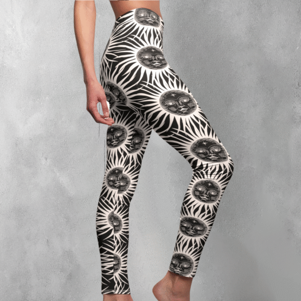 Celestial faces in monochrome a mysterious solar system perfect leggings - 1