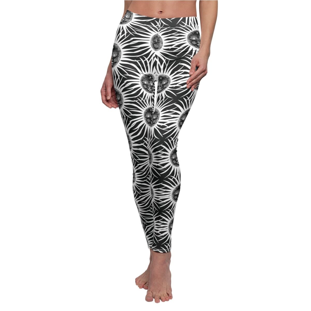 Celestial faces in monochrome a mysterious solar system perfect leggings - 2