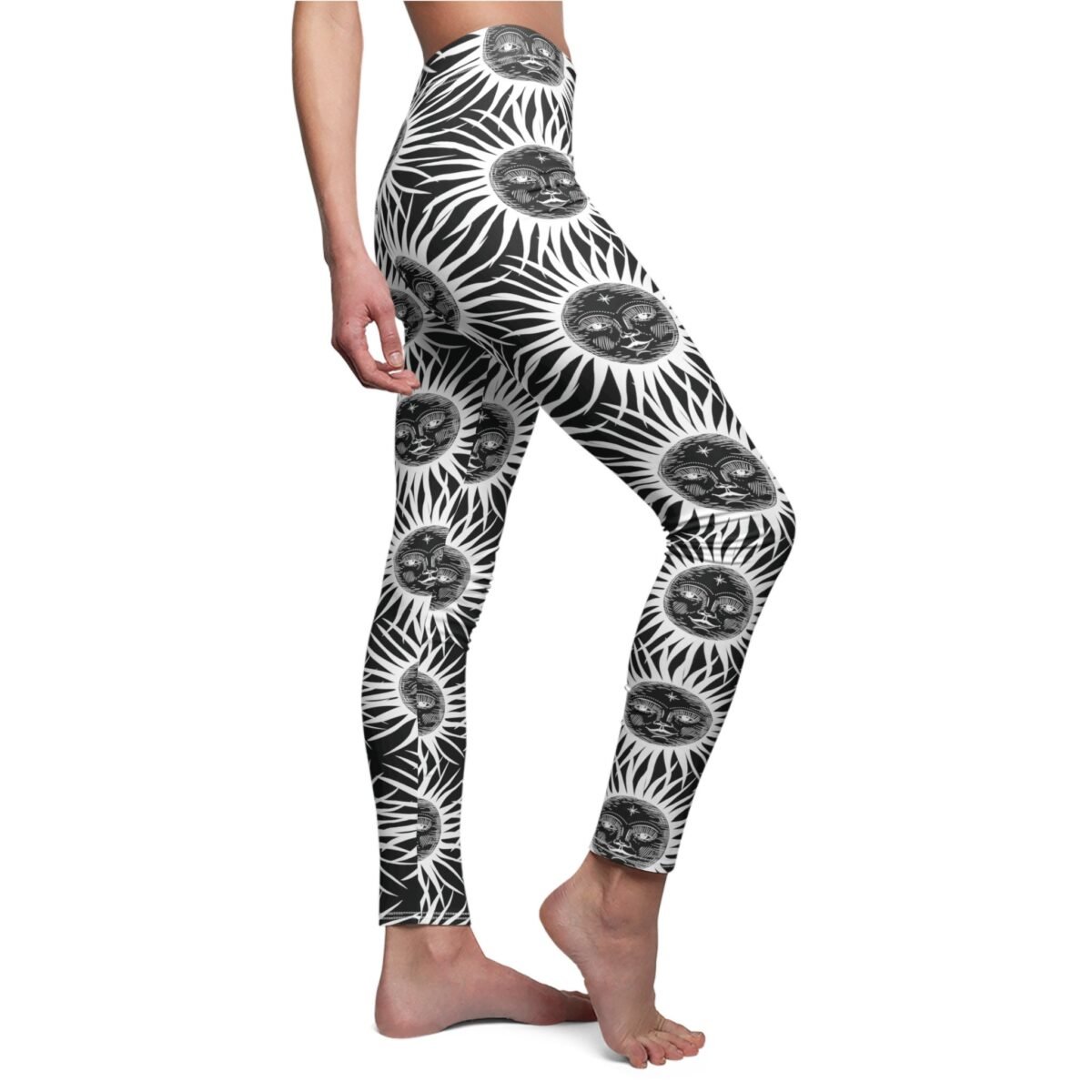 Celestial faces in monochrome a mysterious solar system perfect leggings - 4