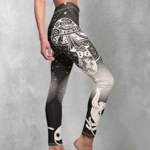 Celestial Mystery of Mushrooms Moonlight Phases Magical Witchy Pattern Leggings - 1