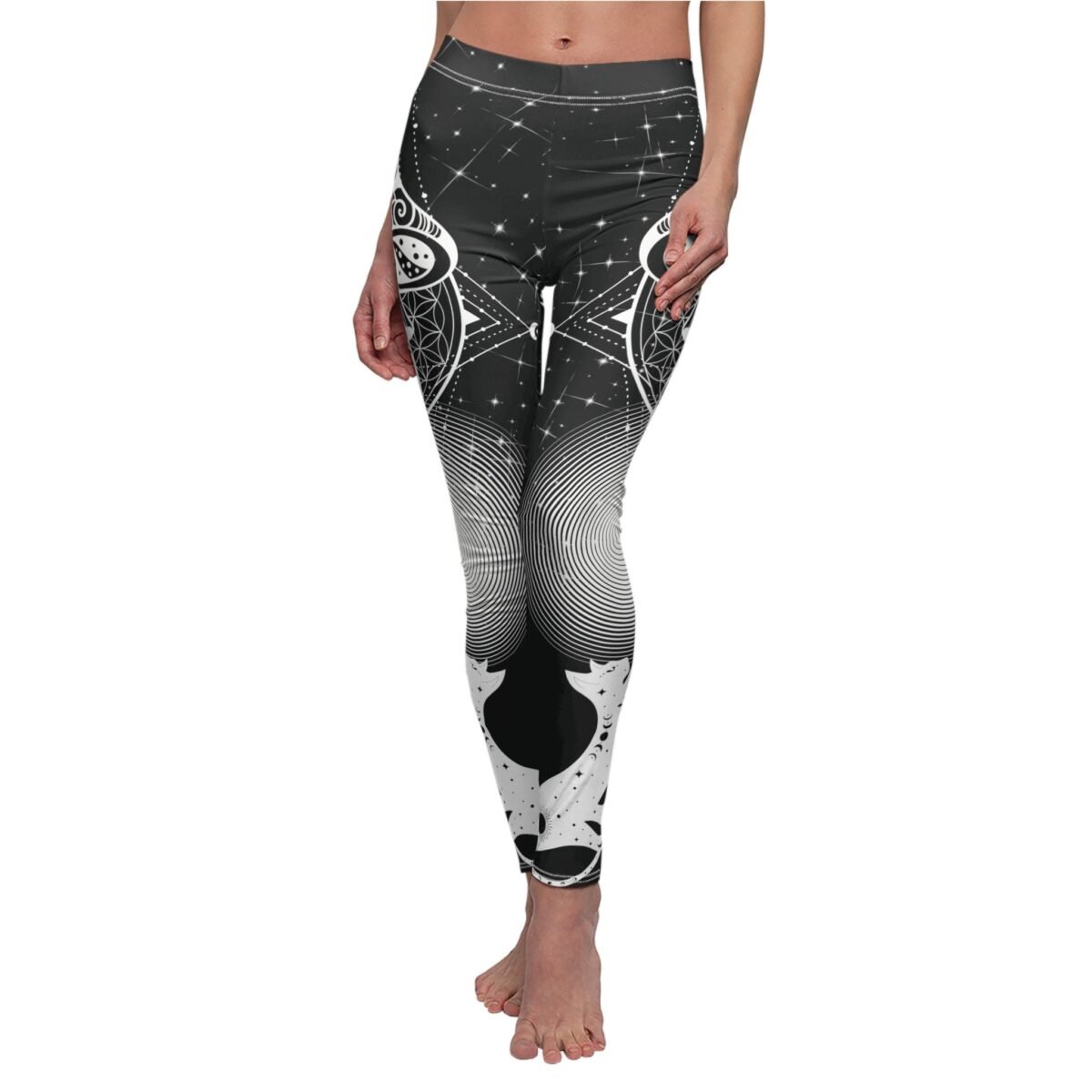 Celestial Mystery of Mushrooms Moonlight Phases Magical Witchy Pattern Leggings - 3