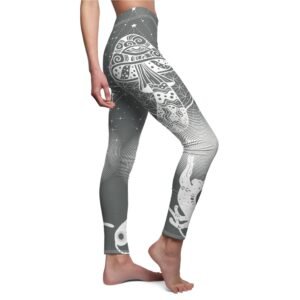 Celestial Mystery of Mushrooms Moonlight Phases Magical Witchy Pattern Leggings - 4