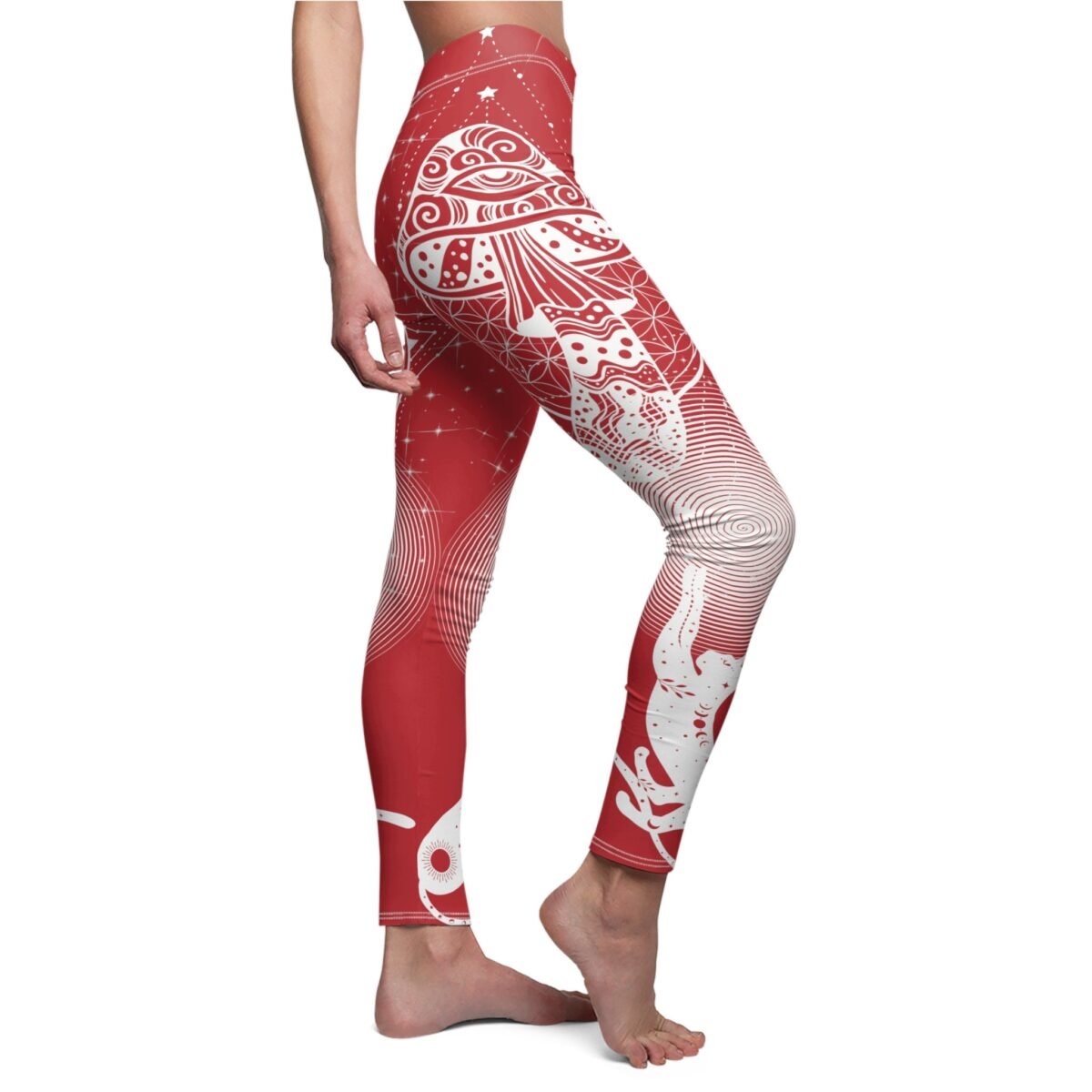 Celestial Mystery of Mushrooms Moonlight Phases Magical Witchy Pattern Leggings - 5