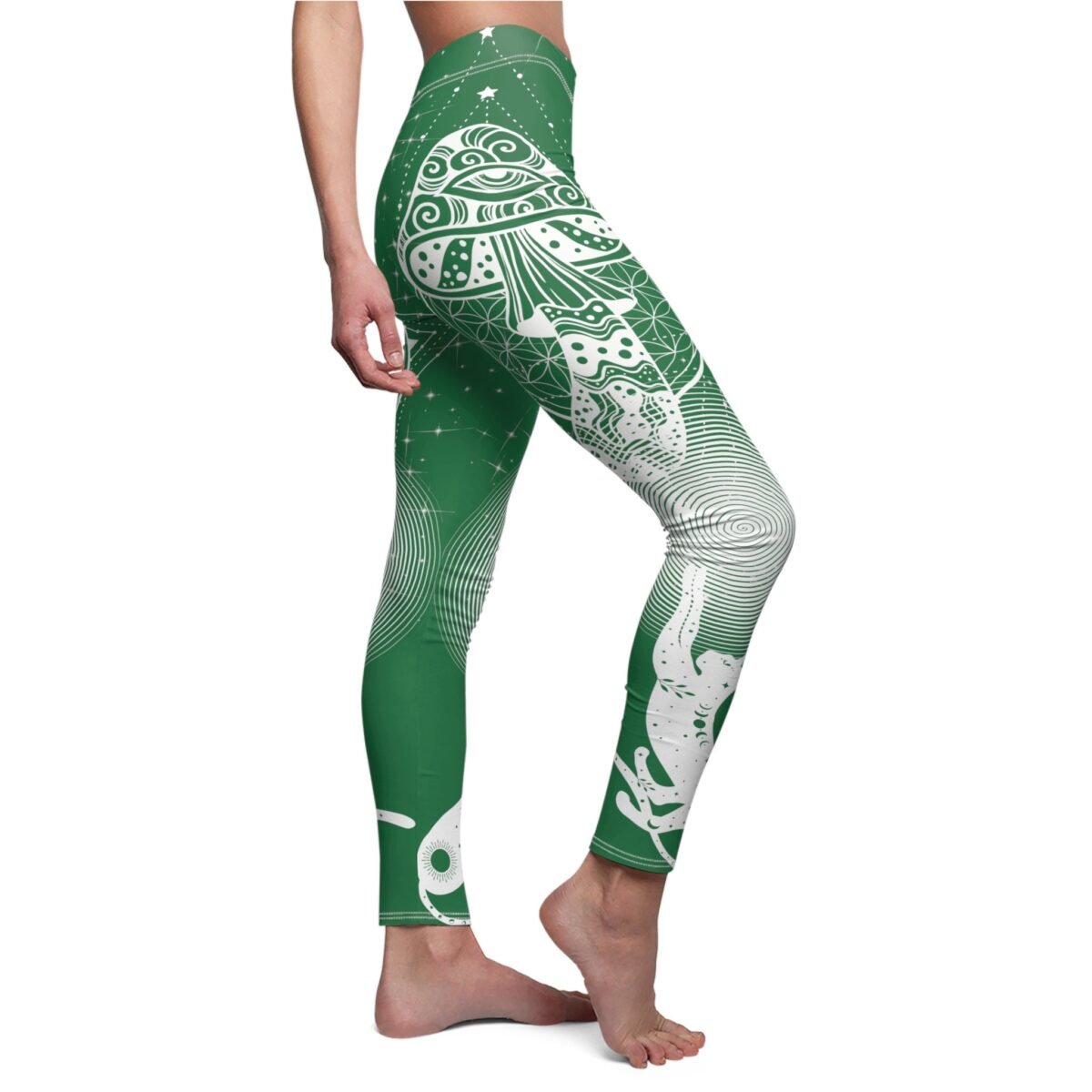 Celestial Mystery of Mushrooms Moonlight Phases Magical Witchy Pattern Leggings - 6