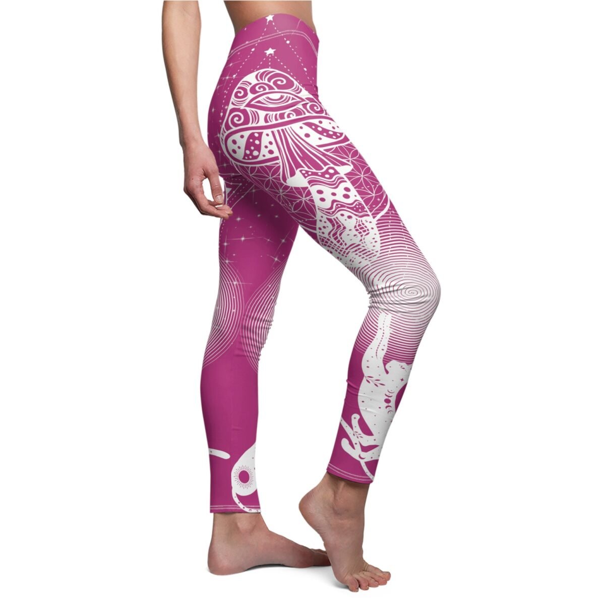 Celestial Mystery of Mushrooms Moonlight Phases Magical Witchy Pattern Leggings - 7