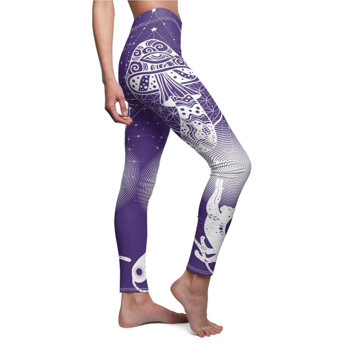 Celestial Mystery of Mushrooms Moonlight Phases Magical Witchy Pattern Leggings - 8