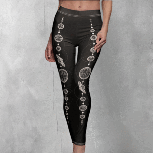 Celestial Sketch Mystical Cosmos Witchy Wiccan Aesthetic Soft Yoga Leggings - 1