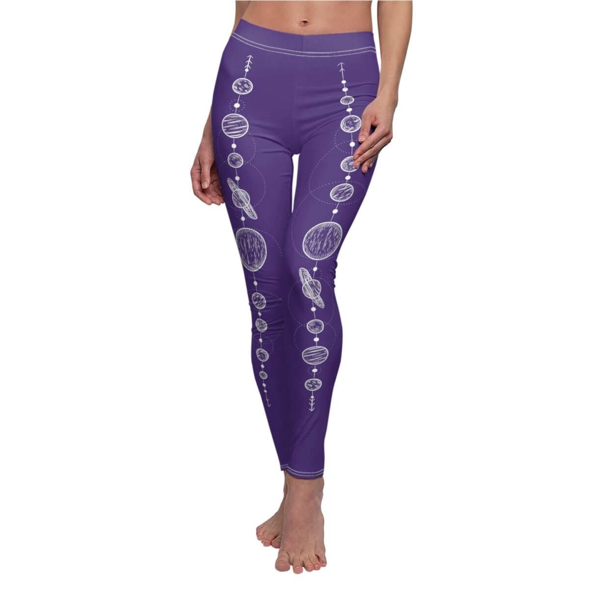 Celestial Sketch Mystical Cosmos Witchy Wiccan Aesthetic Soft Yoga Leggings - 5