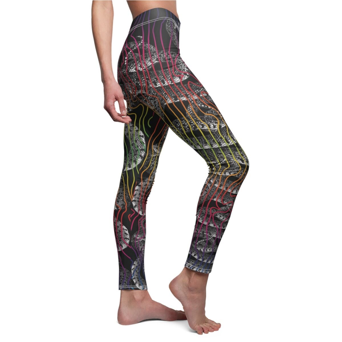 Colorful serpent snake energy pattern dark magical aesthetic witchcraft leggings - 2