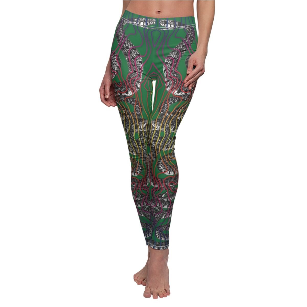 Colorful serpent snake energy pattern dark magical aesthetic witchcraft leggings - 7