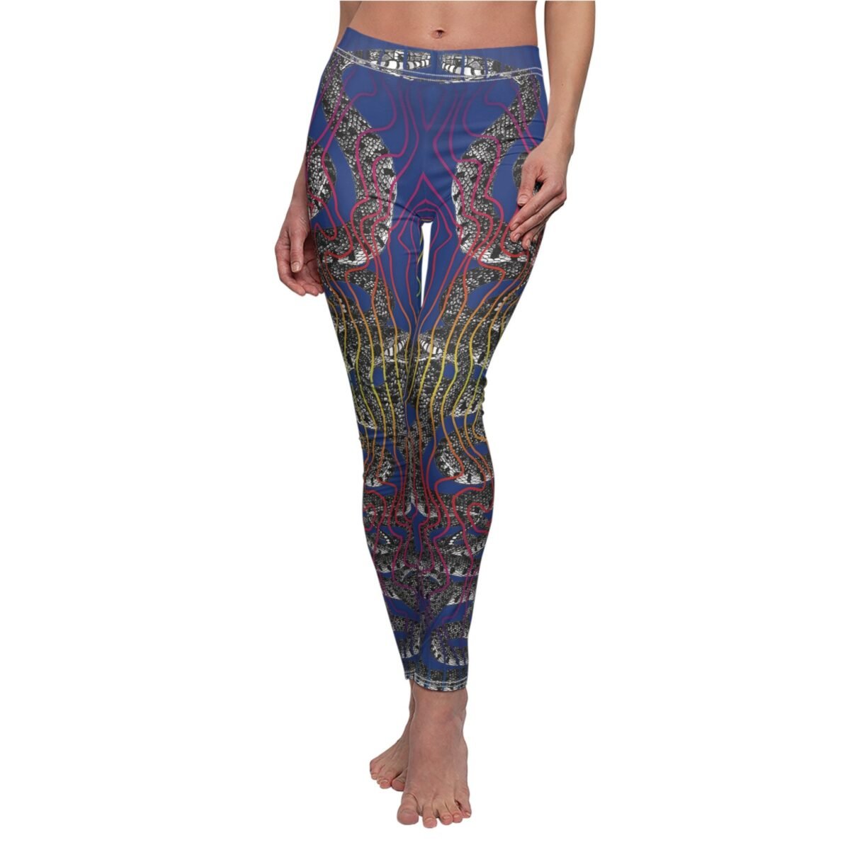 Colorful serpent snake energy pattern dark magical aesthetic witchcraft leggings - 8