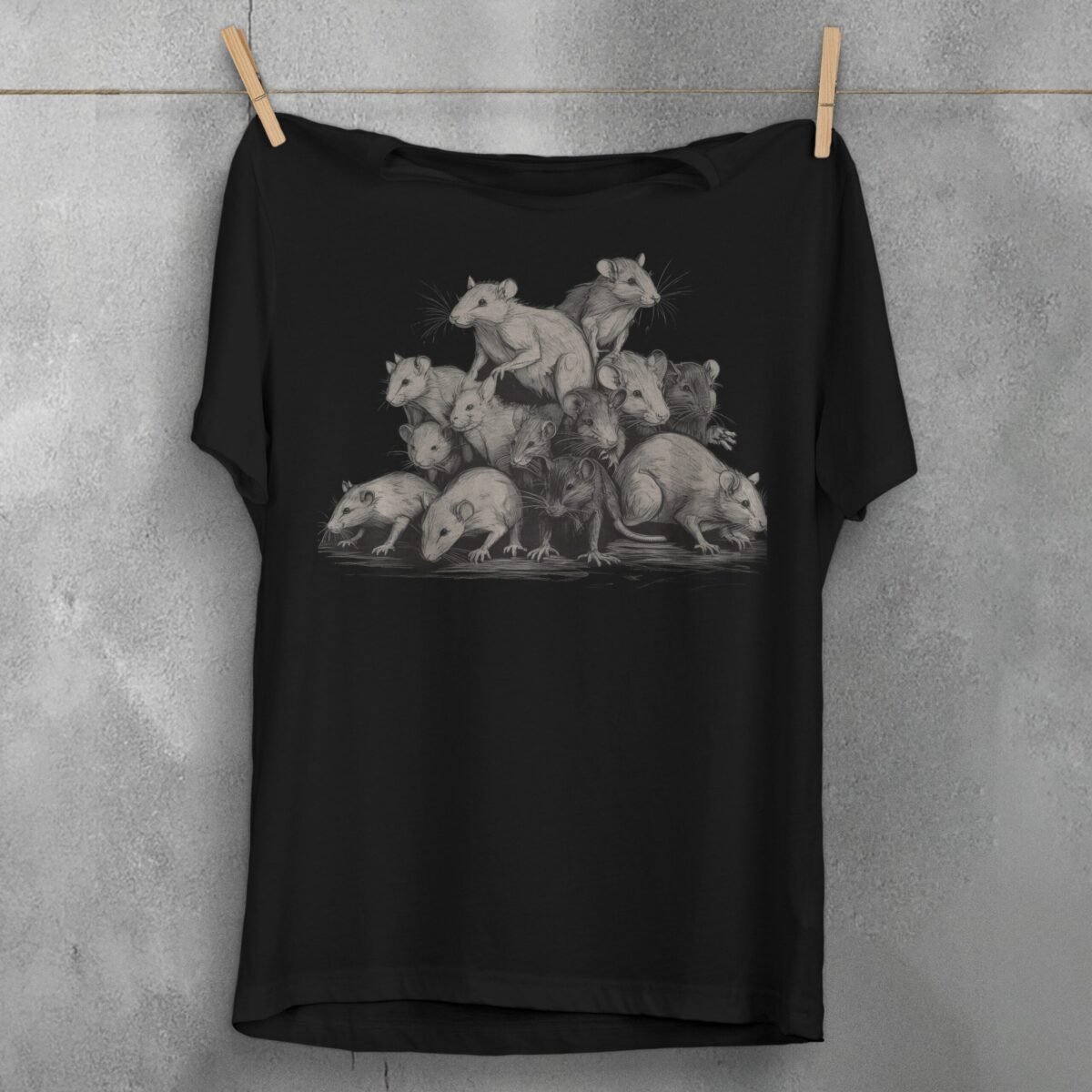 curious gathering thirteen rats king seek shelter together unique t-shirt design, variation 1