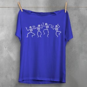 dancing skeletons celebration spooky season gothic t-shirt design, variation 3